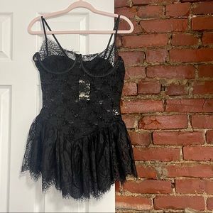 Mini ruffled dress| Color: black